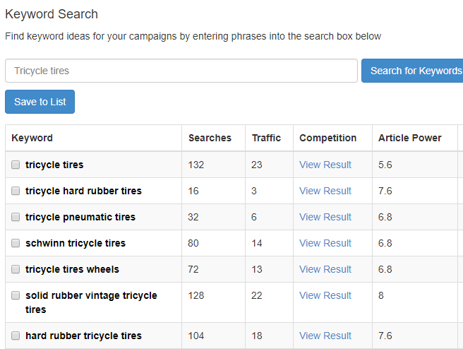 Tricycle tires Keyword results